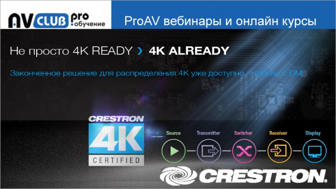 Вебинары АВ Клуба: сигнал 4К и система Crestron DigitalMedia