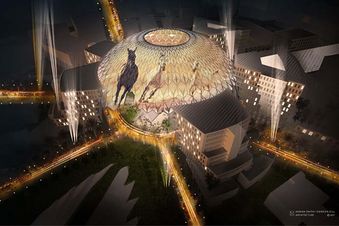 Expo 2020: мэппинг на огромном куполе при участии 250 проекторов